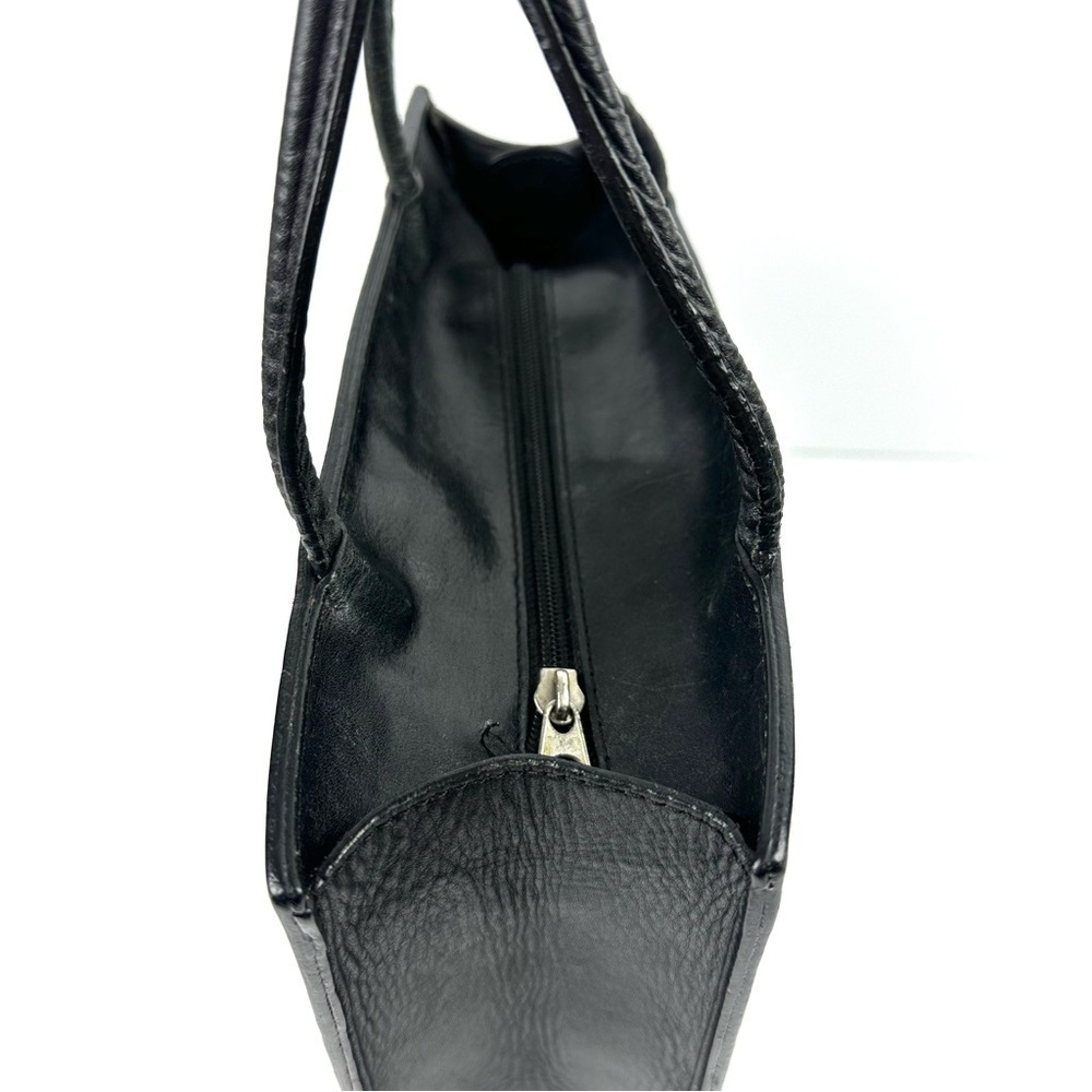 Overland Vintage Handbag Black Leather Double Handles Made In USA Purse - Picture 4 of 12